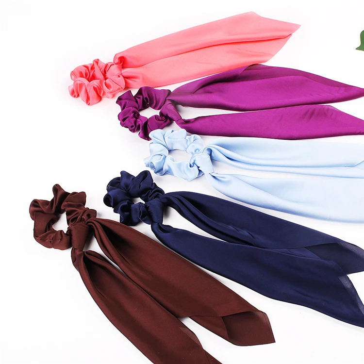ponytail scrunchie hair ties scarf elastic hair ribbon for women bow ties scrunchies hair bands