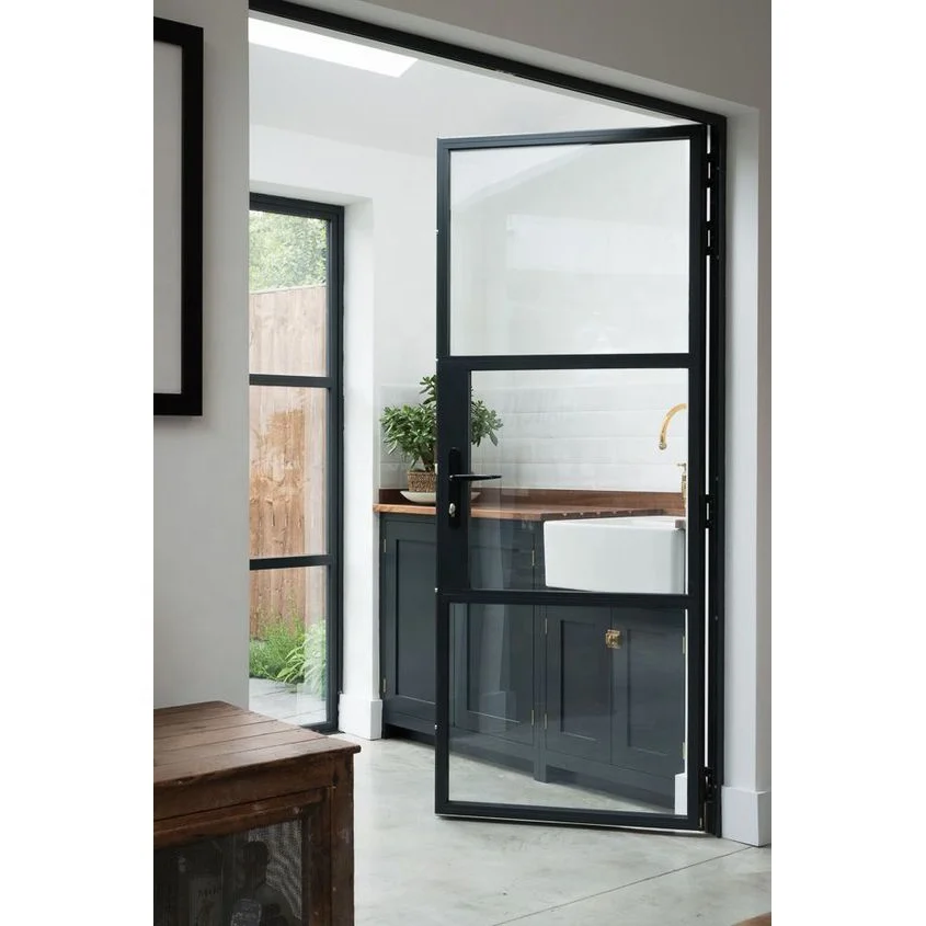Hurricane proof iron glass panel exterior casement doors and windows with lock