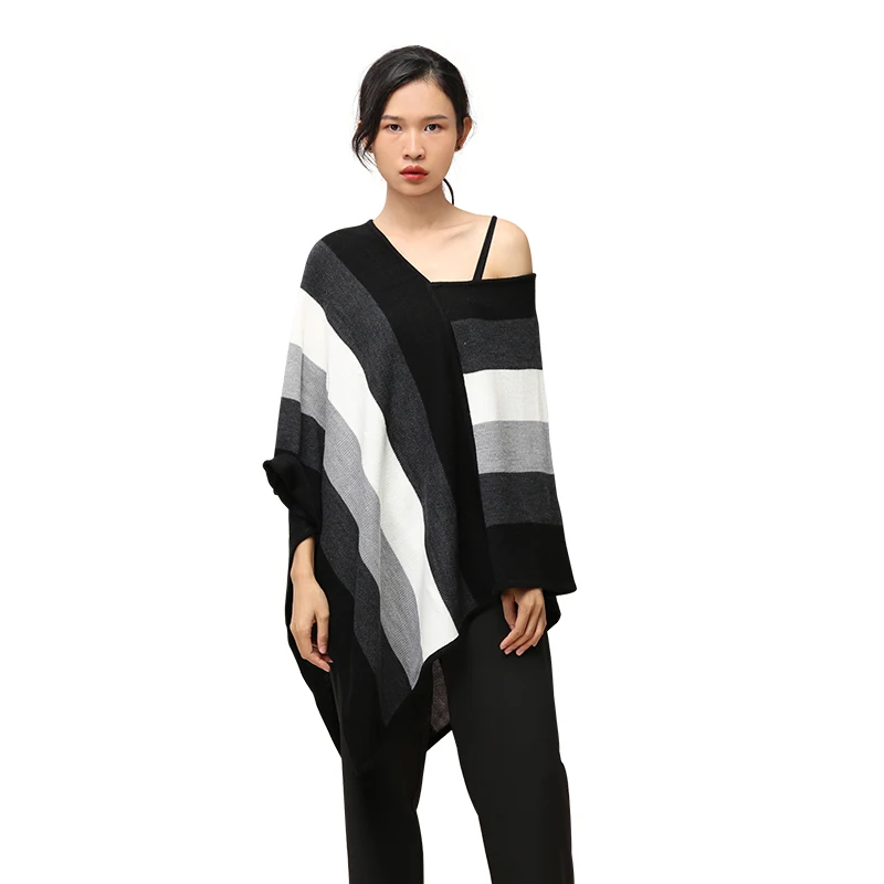 
Manufacturer Directly OEM Ladies Blanket Cape Sweater Pullover Sweaters Casual Cotton Knit Loose Sweater Women 