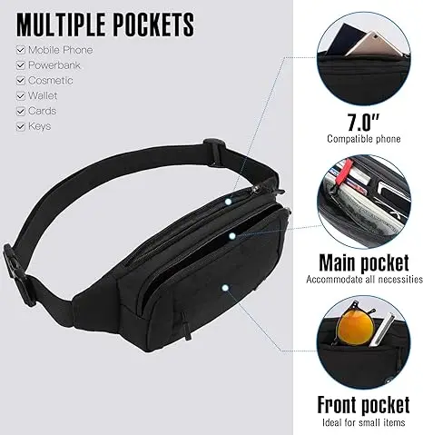 Anti-theft large size running waist belt bumbags for men women travel or running walking