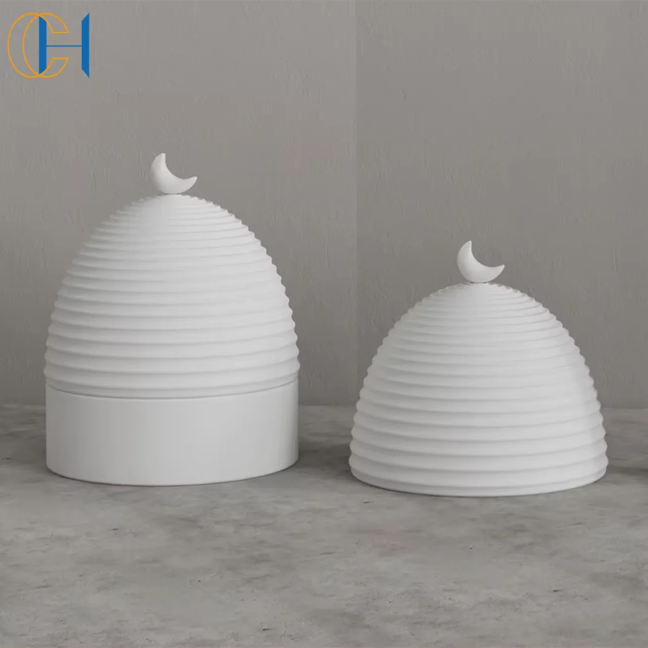 C&H Home Decoration Ramadan Mubarak Muslim Arabic Ceramic Cement Candle Holder Jar