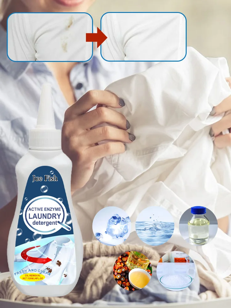 Jue-fish Laundry Detergent Liquid Enzyme Clothing Stains Cleaner Eco-friendly Fabric Cleaner Liquid