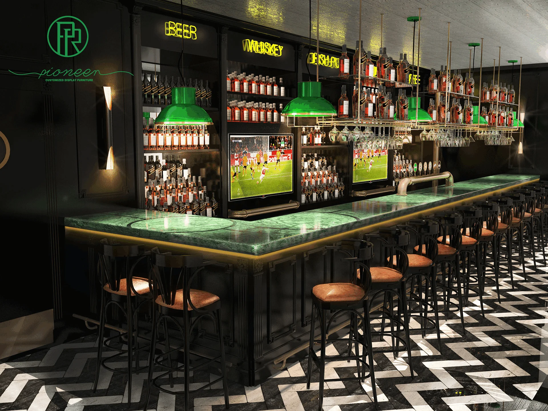 Irish Restaurant Pub Counter Design Sport Bar Furniture Commercial Hookah Lounge Bar Counter for sale