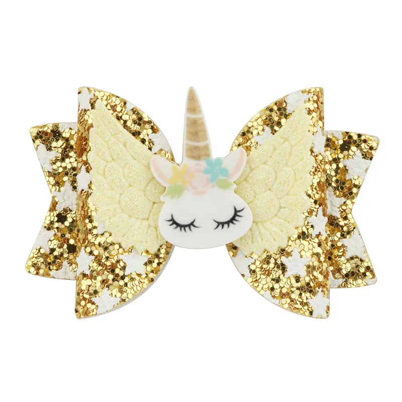 
Wholesale sparkle kids accessories deer PVC baby girls christmas hairgrips glitter hair bows 