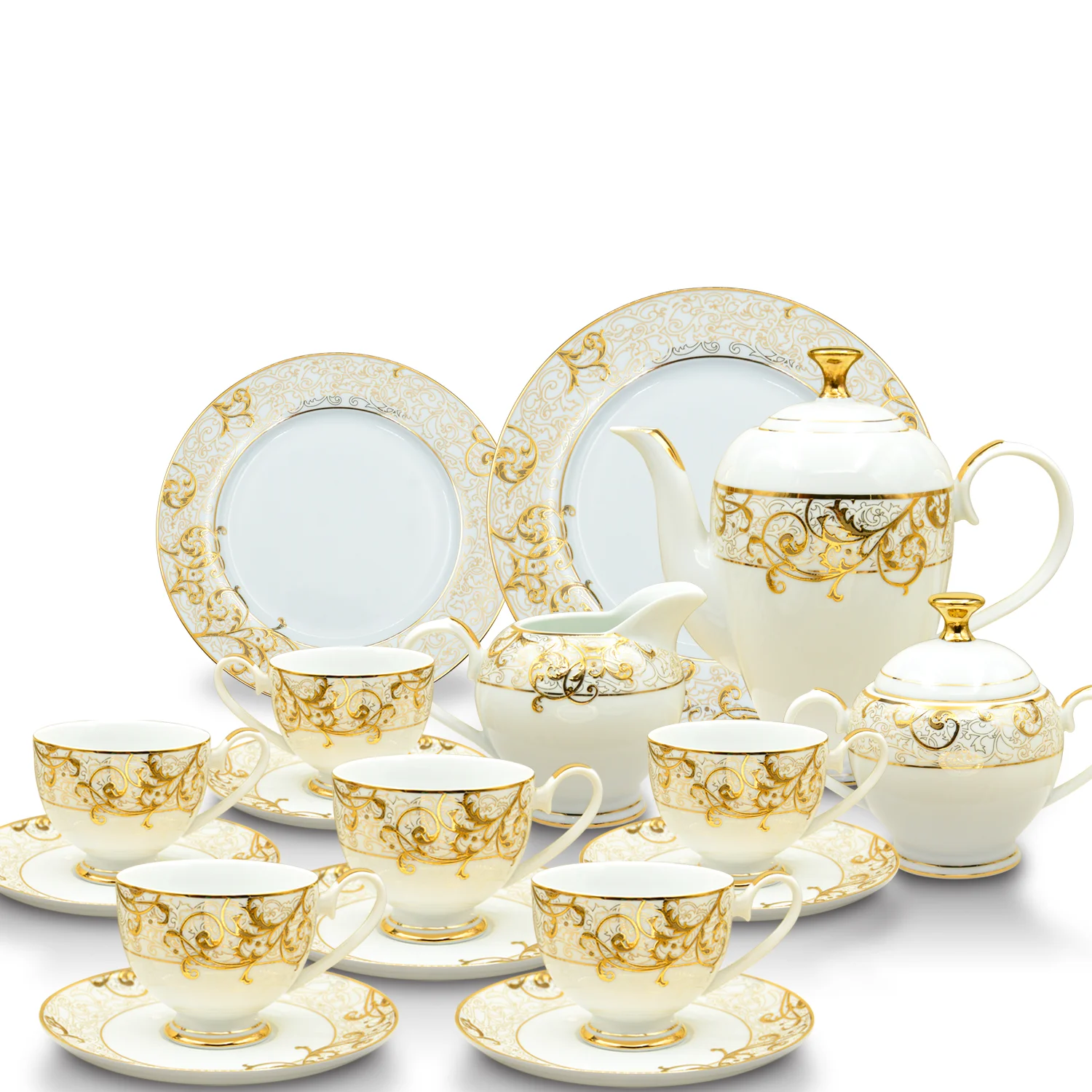 24pcs Gold decoration luxury coffee tea cup saucer plated coffee set for home cafe party
