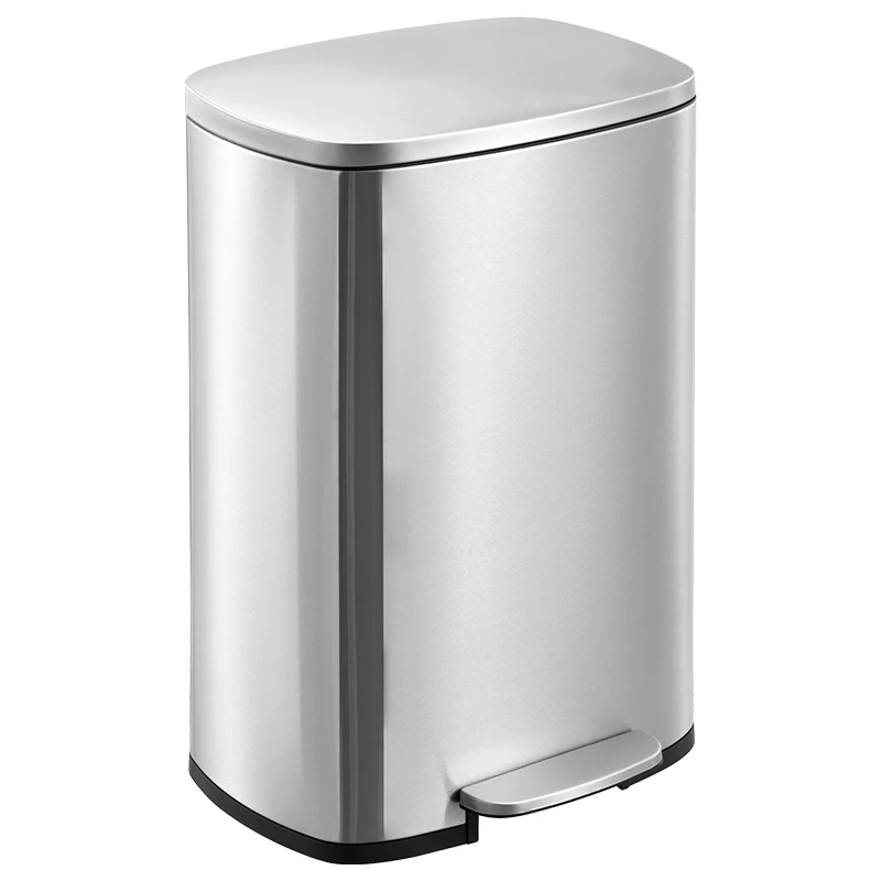 50L Pedal Bins Stainless Steel Step Trash Can Foot Pedal Trash Can Step Garbage Bin in Kitchen, Bathroom , Living Room