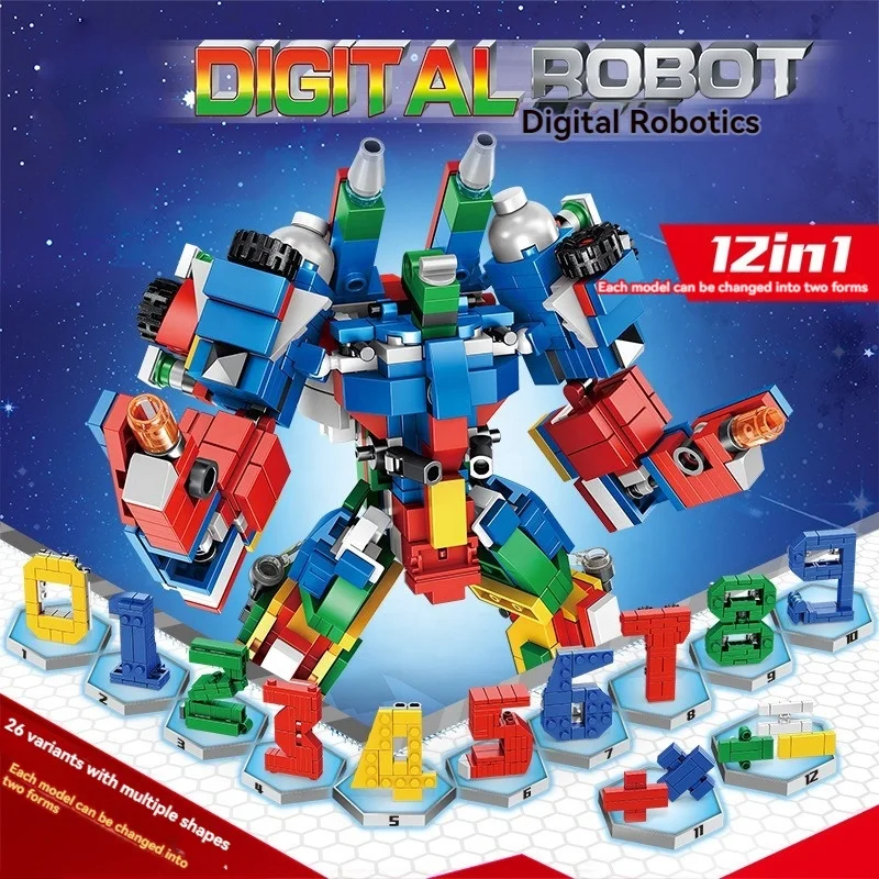 570PCS building blocks toy set for children DIY assembled toy 12 in 2 number robot educational toy
