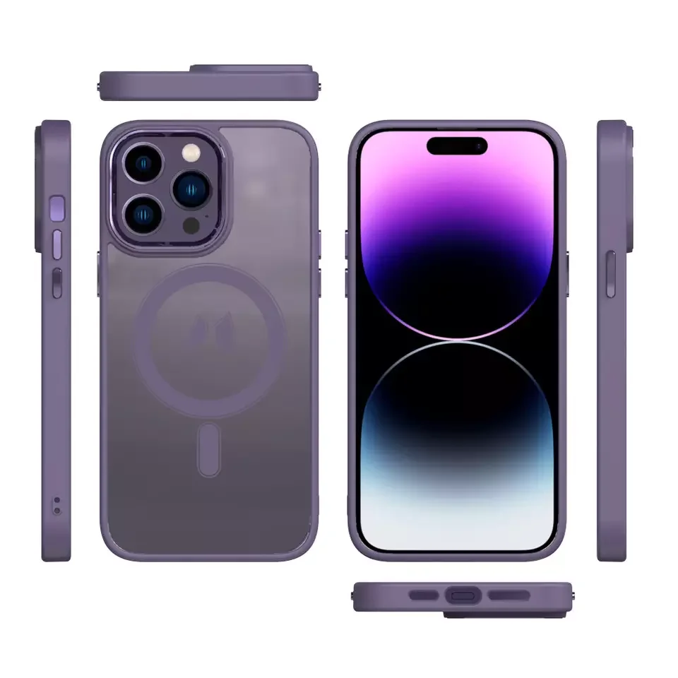 New Arrival Deep Purple TPU PC back cover Wireless Charging Magnet Mobile Phone Case for iphone 14 Pro Max