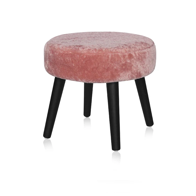 
4 Legged Small Round Wooden Stool Foot Stool With Velvet Cover Stool Kid 