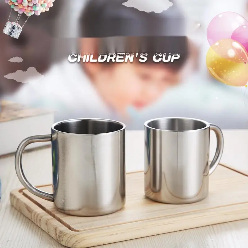 Double Wall Stainless Steel Mug Customized Logo Name 304 Student Beverages Cup Kindergarten Student Water Metal Cups