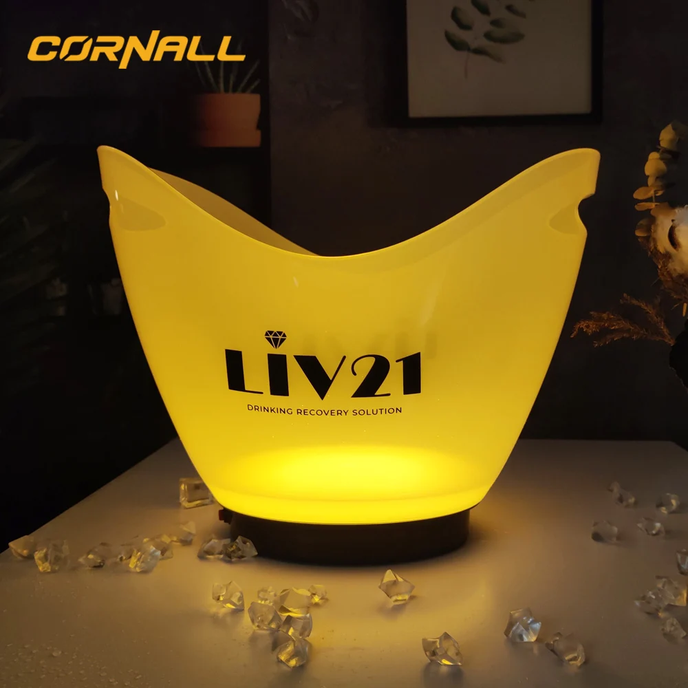 7 Colors LED Light Ice Bucket Drinks Ice Cooler 10L Ice Bucket With LED Light