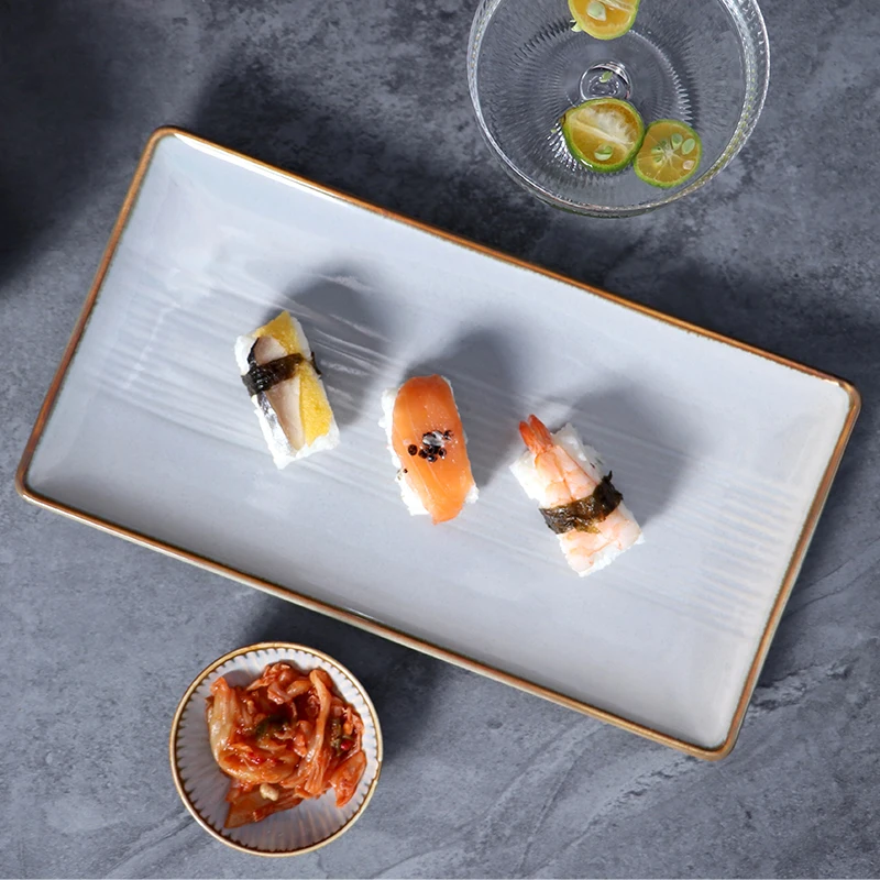 Porcelain Round Plate Blue Luxury Dinnerware Chaozhou Ceramic Factory 12 Inch Main Plate For Restaurant Hotel