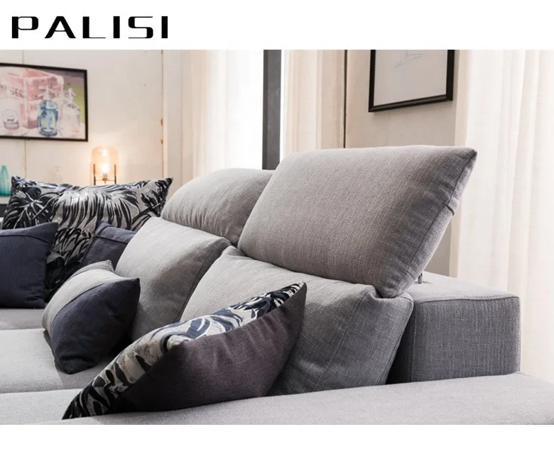 Modern Big House Living Room Fabric Sectional Sofa Set L shape Villa Corner 10 Seat Cushion Sofa+Ottoman Couch Set