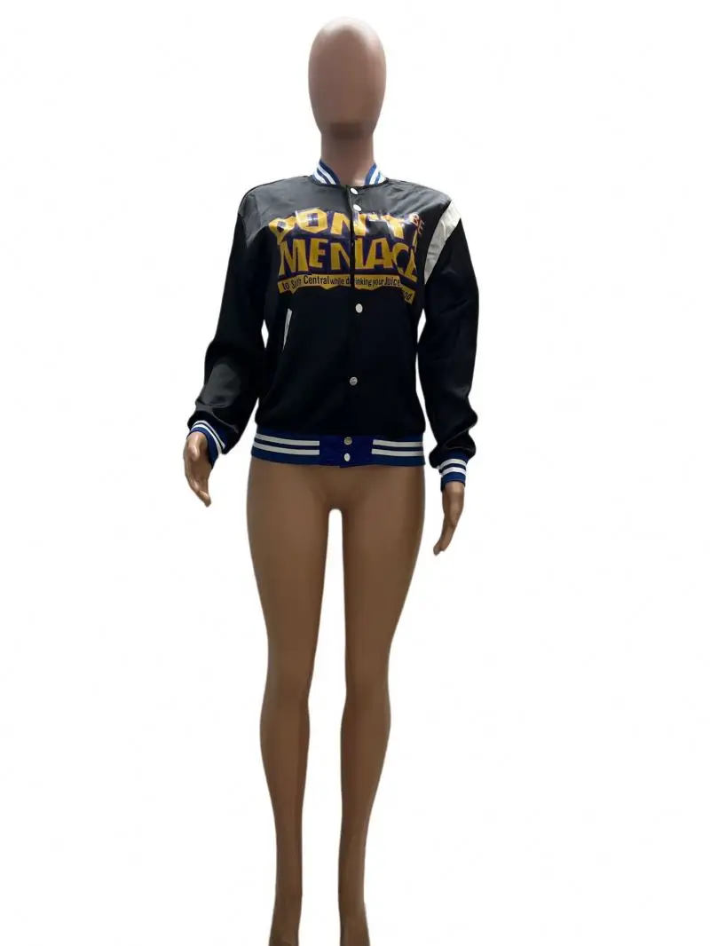 Autumn 2022 New Arrivals Women Streetwear Fashion Letter Baseball Jacket Women Casual Bomber Baseball Versity Jacket