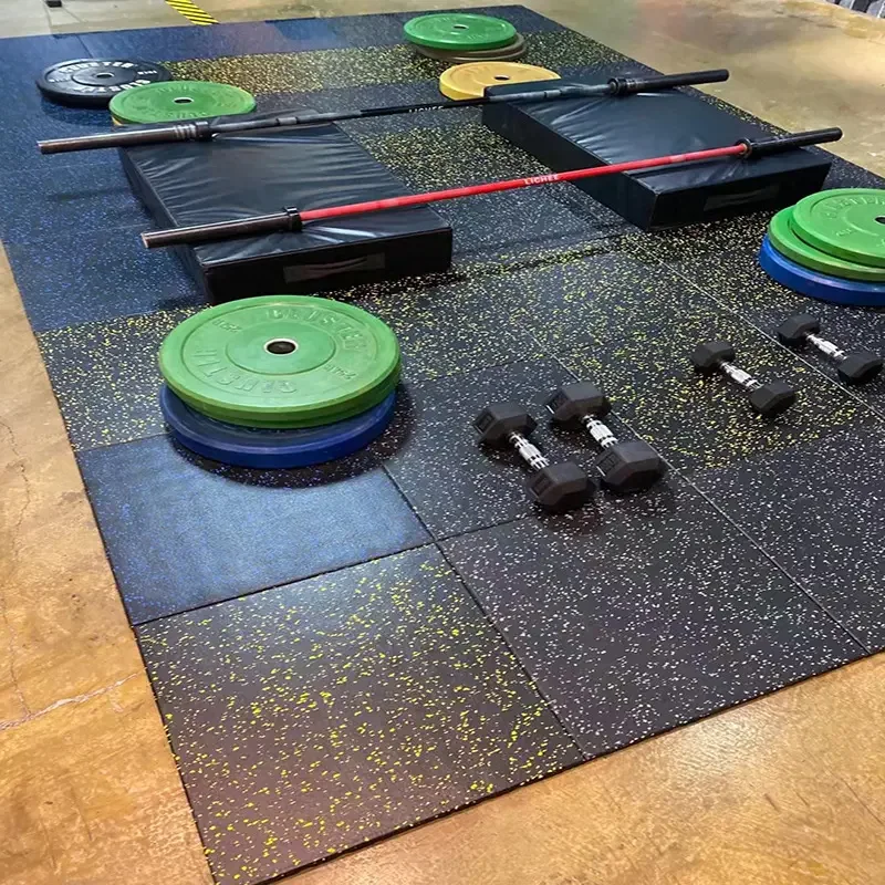 Shock Absorption Cross Rubber Floor Tiles 500x500 Natural Recycled EPDM Rubber Composite Gym Floor Mat For Weight Area