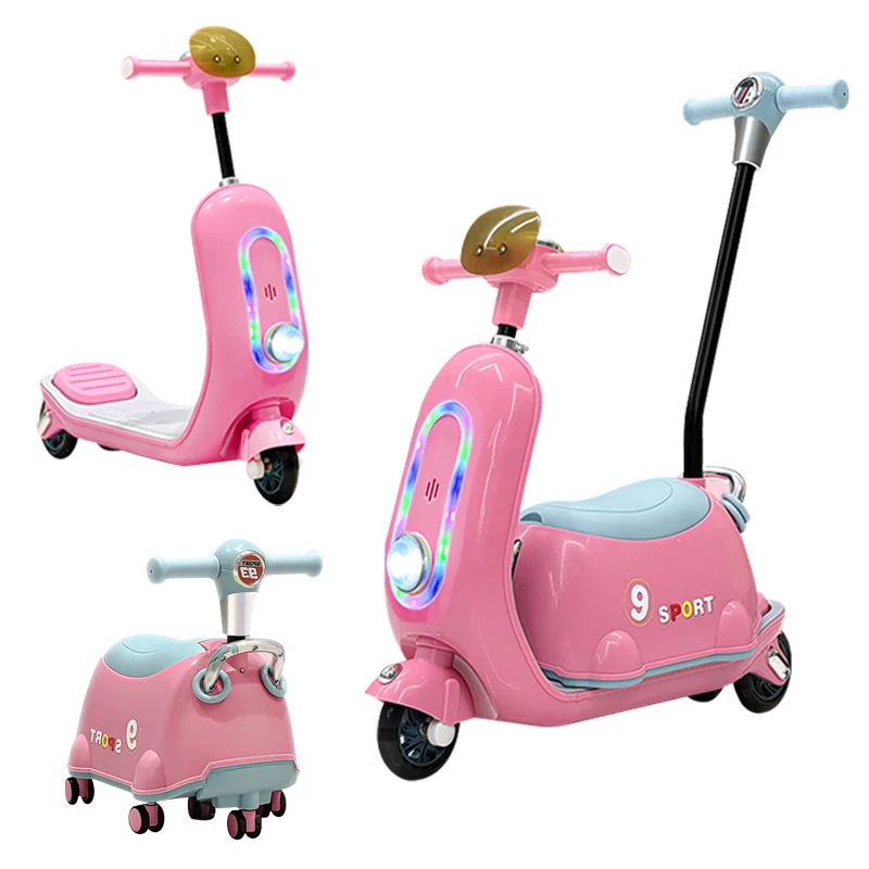 New Model Baby Swing Electric Ride On Car Multifunction 3 Wheel Toy Scooter For Kids Children Electric Tricycle Motorbike 3 In 1