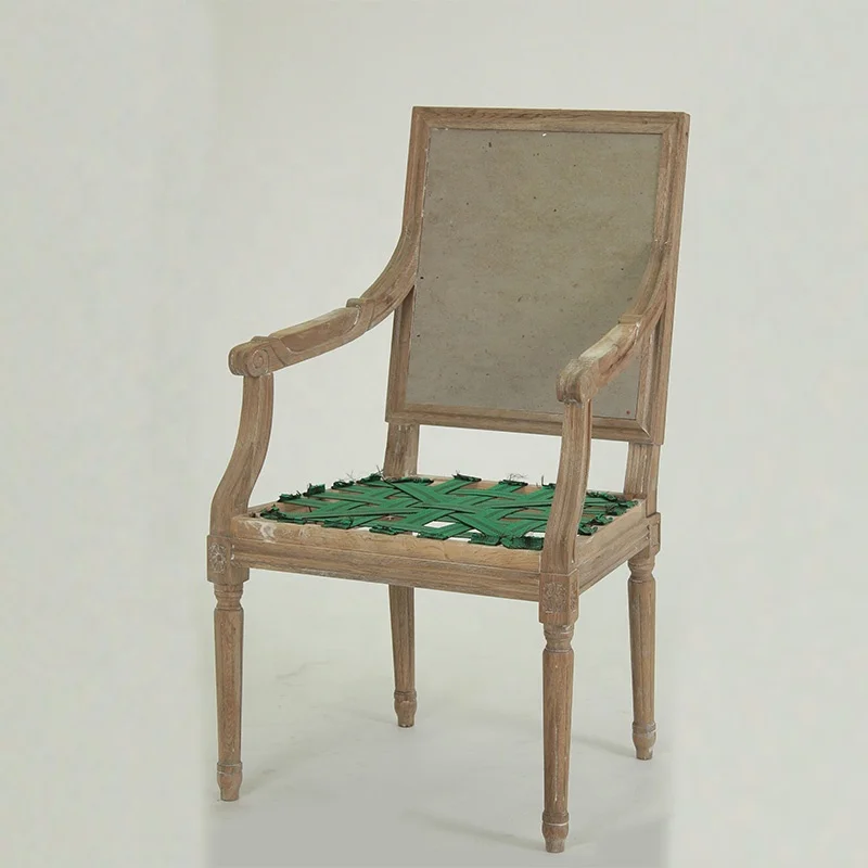 Antique square back fabric wooden chair frame solid oak wood frames blank(CH-970-OAK)