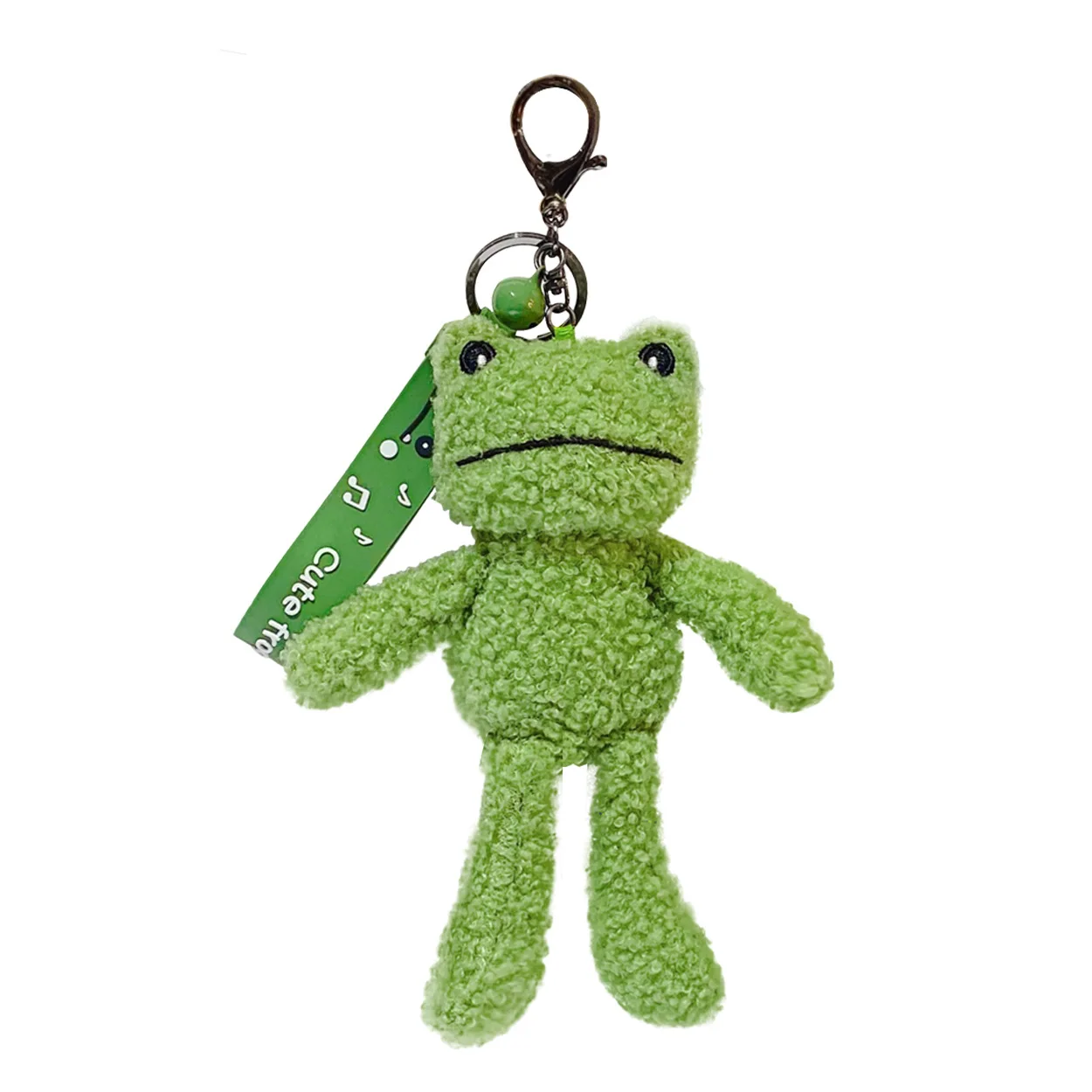 wholesale kawaii stuffed making manufacturer design cute soft figure key chain keyring green frog cartoon plush toys keychain