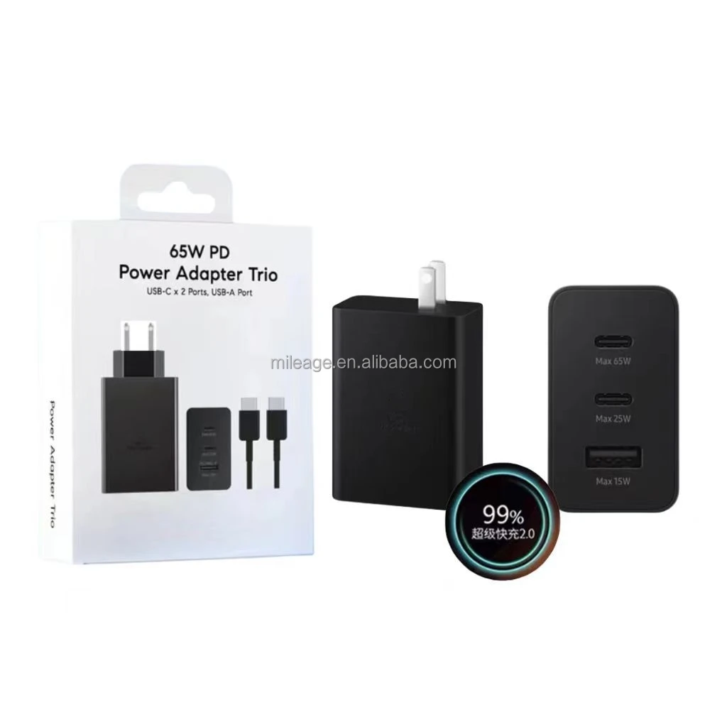 hot sell PD 3 Ports Adapter EP-T6530 Super Fast Charging US EU plug 65W fast charger Wall adapter for Samsung S24 S22 S23 Ultra