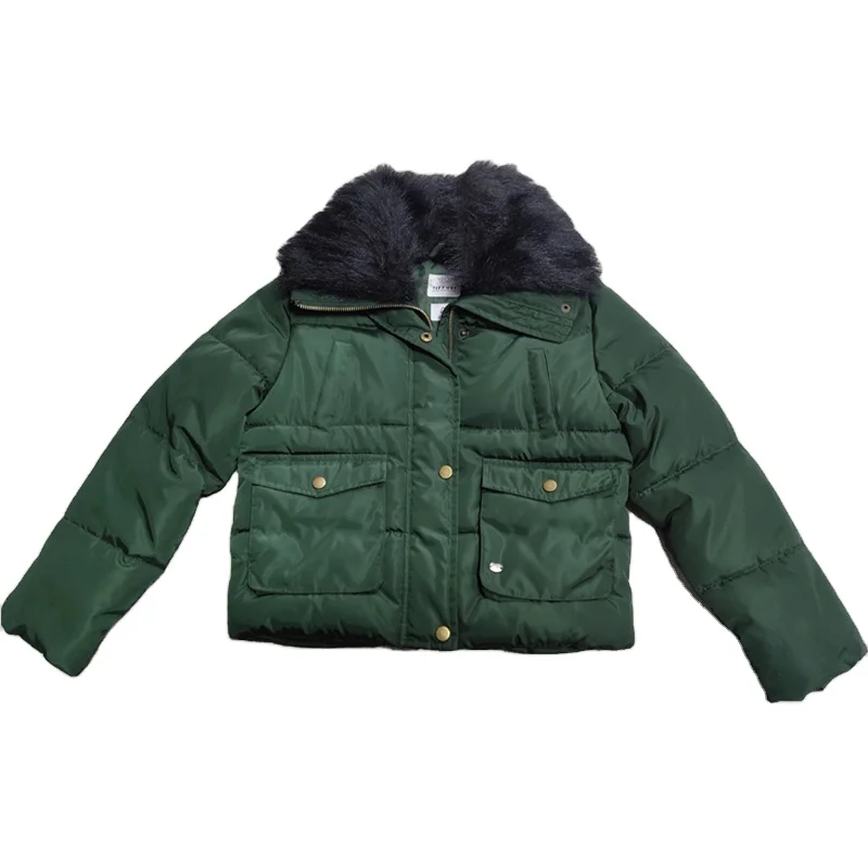 Hot Selling Custom Made Ladies woven jacket Coat with fur collar