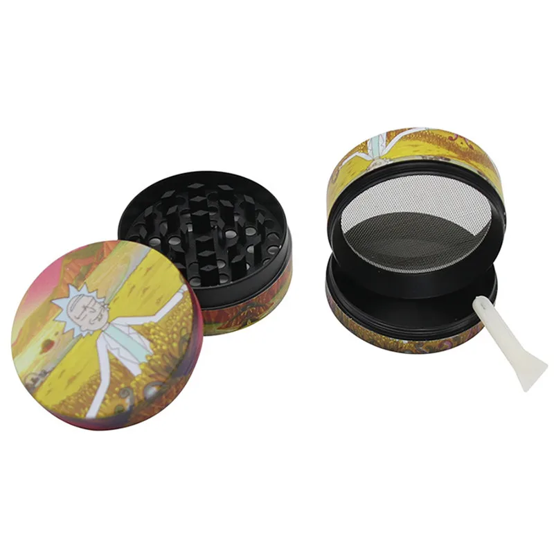 Whole New arrival cartoon print grinders herbal tobacco smoking accessories zinc alloy four-layer