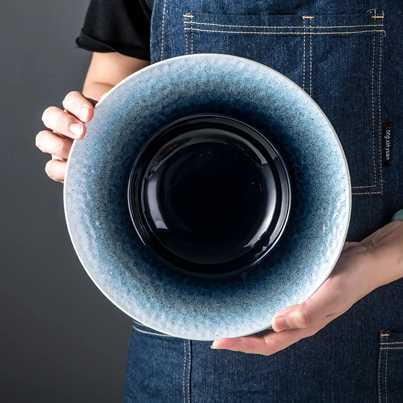 Western Nordic Style Pasta Dish Home Restaurant Cafe Dishes Serving Saucer Soup Bowl Ceramic Straw Hat Deep Plate Tableware