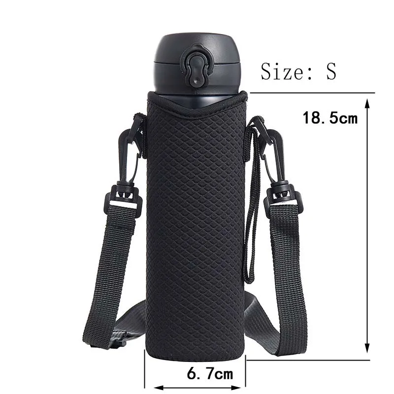Portable Non-slip Bottle Cover Holder Carrier with Shoulder Strap Neoprene Glass Water Bottle Sleeve Insulator Cooler