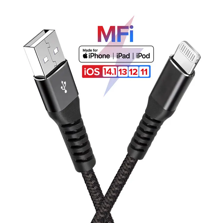 Focuses quick charging 3A nylon braided MFi cable lighting for apple cable for iPhone 12 pro max MFi USB charger