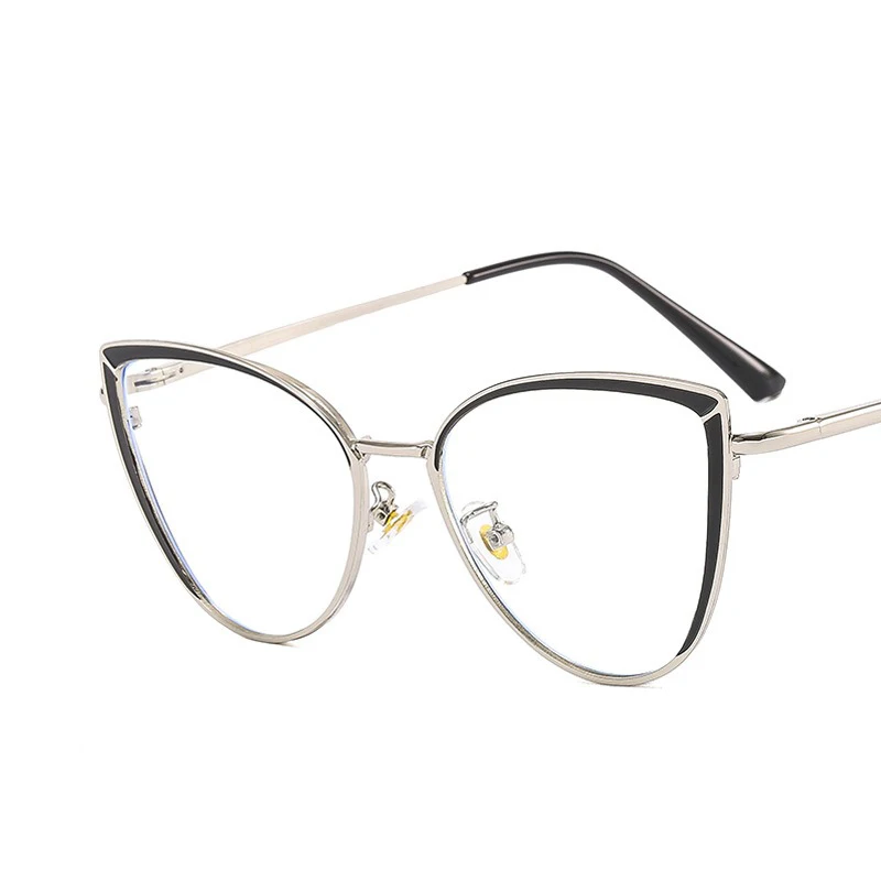 8217 Trendy cat eye Metal Frames photochromic Glasses Anti Blue Light Optical Frame women Eyeglasses