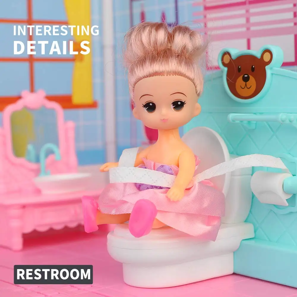 WANHUA modern wooden miniature doll house furniture toy wooden house for dolls