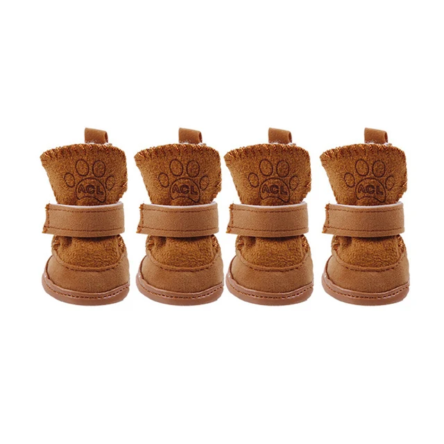 S-XXL Winter Warm Shoes for Dogs 4Pcs/Set Cute Dog Boots Snow Walking Cotton Blend Puppy Sneakers Pet Supplies