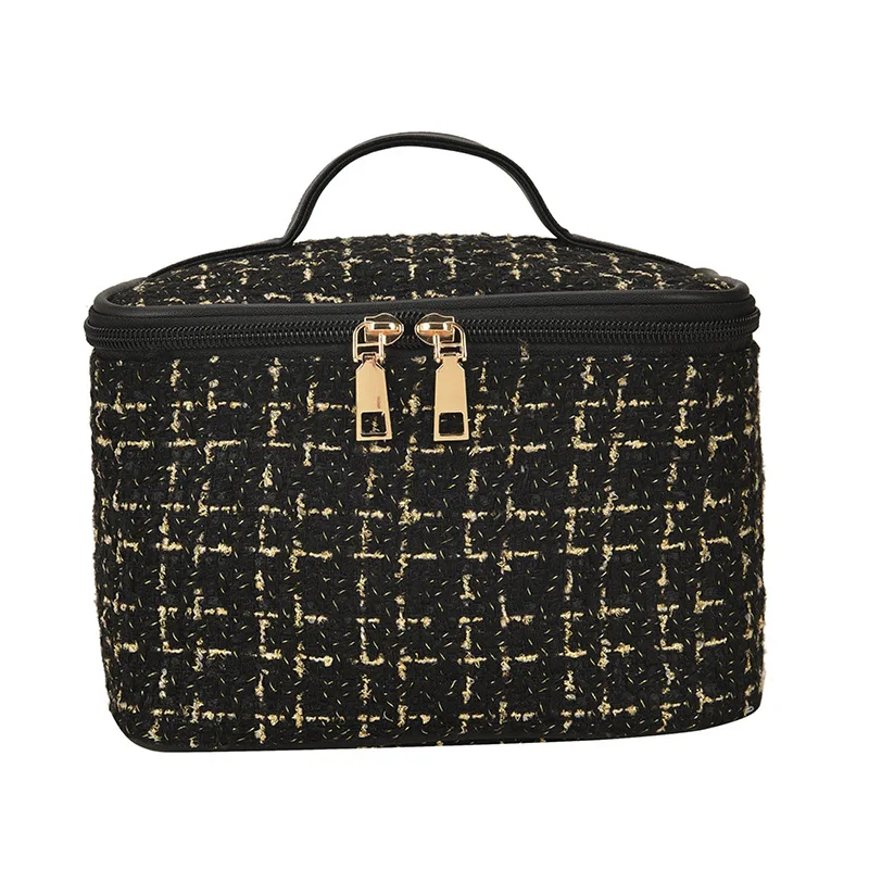 Корейская маленькая сумочка для макияжа женщин портативная вместительная однотонная женская косметичка в форме цилиндра дома и путешествий изысканный макияж