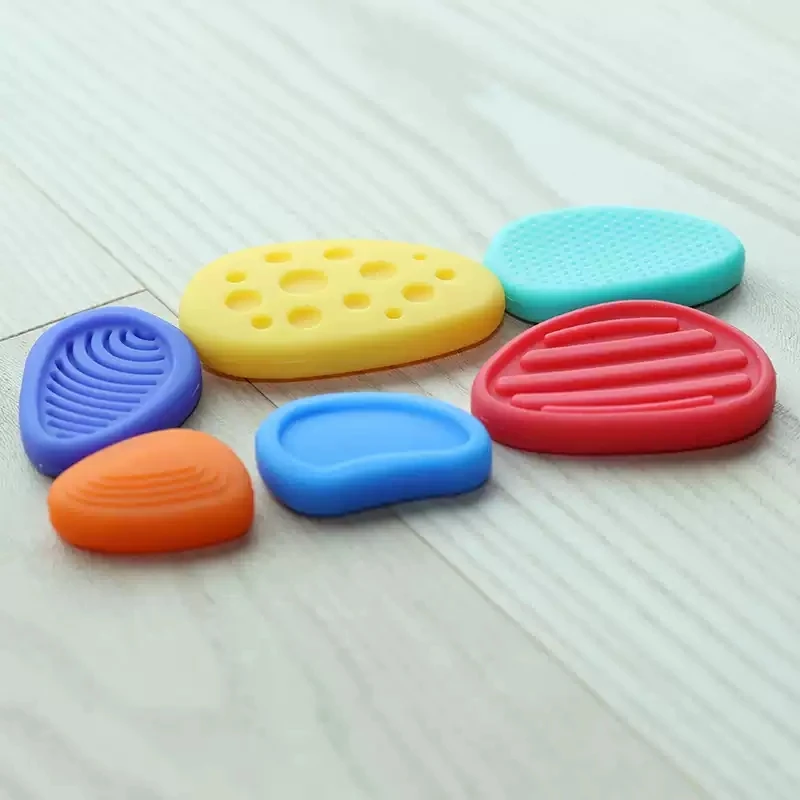 Sensory Stone Fidget Toys 6 Pcs Quiet Worry Stone for Kids Adults Calming Silicone Stress Toys Anxiety/Autism/ADHD Relief