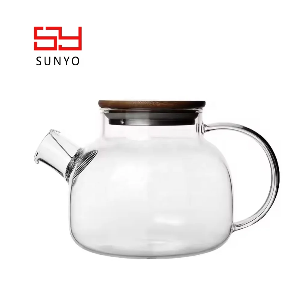 Handmade High Borosilicate Heat Resistant Large Capacity Glass Tea Maker Water Kettle with Strainer Design Glass Teapot