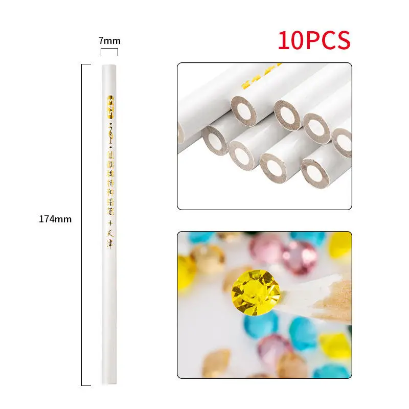 White Crayon Pencil Nail Dotting Wax Pen Self Adhesive Rhinestone Picker Pencil Gem Pick Up Tool For Nail Art Design Diy Deco