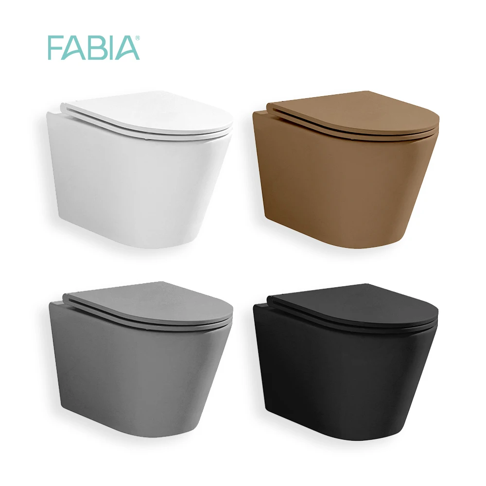 European Modern Bathroom Multi Color Toilet Bowl Wc Rimless Wall Hang One Piece Black Toilet With Tornado Flushing System
