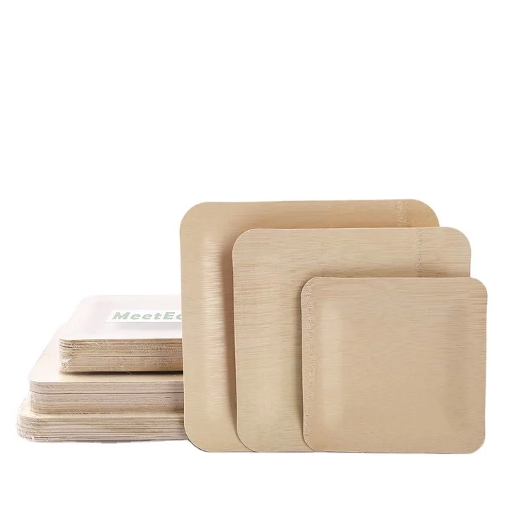 Посуда из бамбукового волокна биоразлагаемые наборы посуды одноразовые бамбуковые тарелки/посуда/поднос Набор бамбуковых столовых приборов