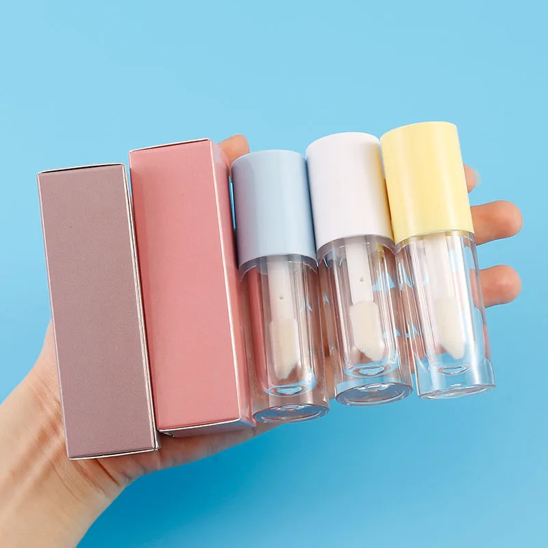 
8ml cute big brush white purple black pink empty custom logo label containers lip gloss tubes 