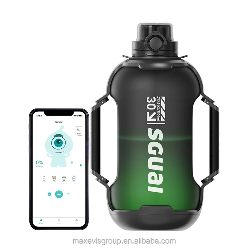 Drinking reminder smart bottle 44oz 1.3L gallon bpa free plastic water bottles tritan gym sports water bottle jugs