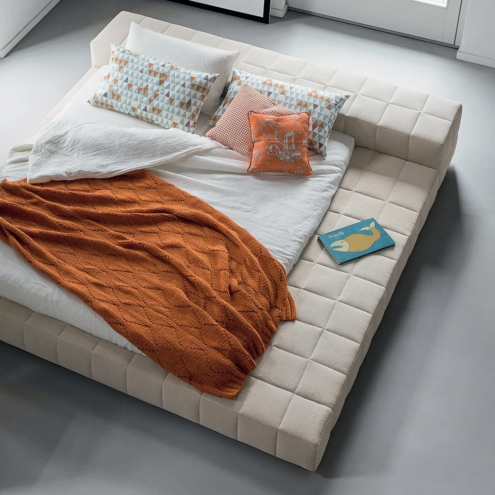 Baihai Modern design double size square shape decorative pink for girls polyester upholstered girl beds