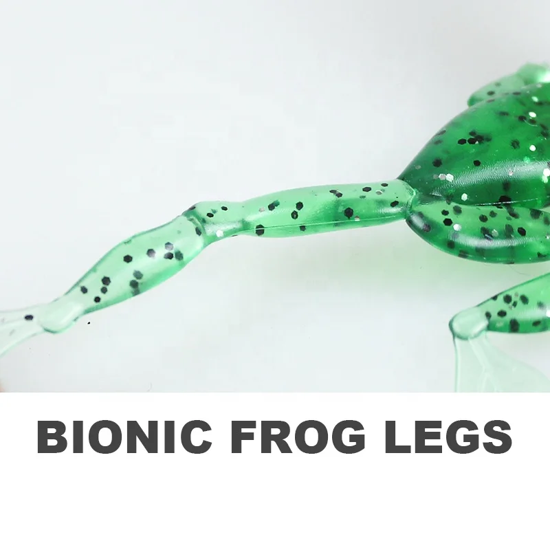 Soft frog soft bait Lure bait Bionic floating frog 1kg 3.5g long shot fishing black fish and bass soft plastic lures