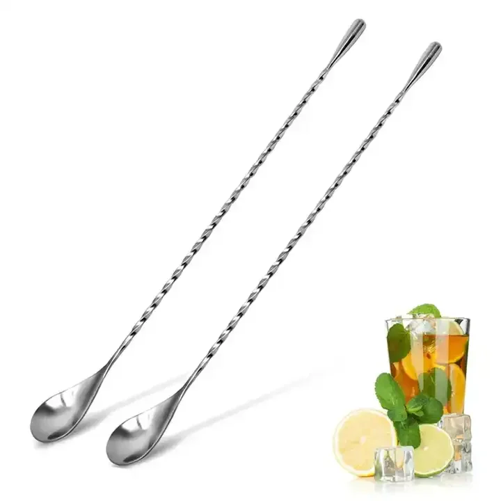30cm Cocktail Bar spoon Mixing Spoon Stainless Steel Bartender Stirrers Spiral Pattern Bar Tool Stirring Spoon With Long Handle