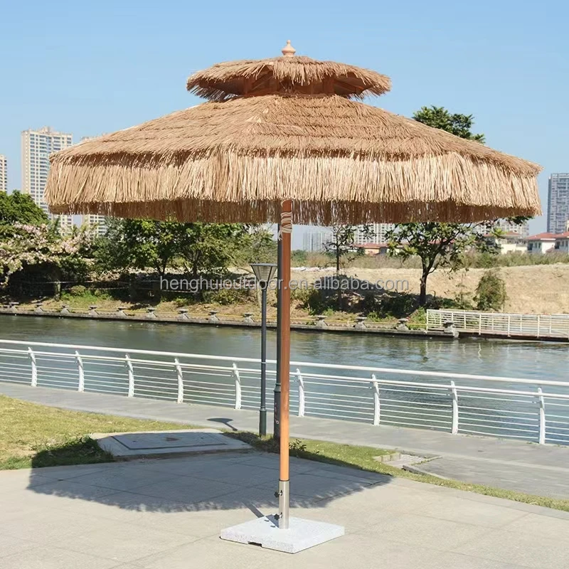 Outdoor Beach Garden Umbrella Hawaii seaside fashion parasol 2.5m 3m natural color outdoor grass straw beach umbrella with tilt