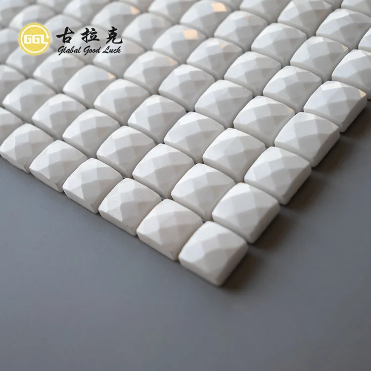 3D Design Glossy Surface Ariston White Marble Mosaic Tiles Wall Floor Decor