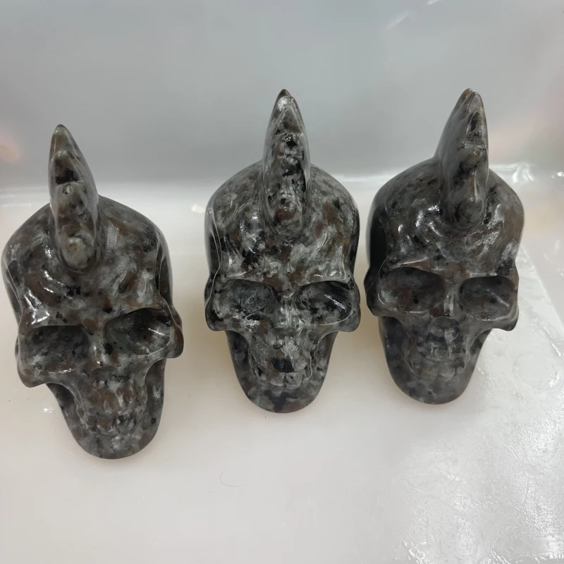 
Wholesale natural stone gem Hand Carved crystal skulls flame stone quartz skulls Head Skulls For Decoration 