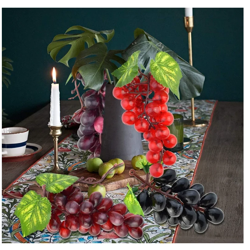 Deluxe Artificial Grapevine Garland With Purple Grapes