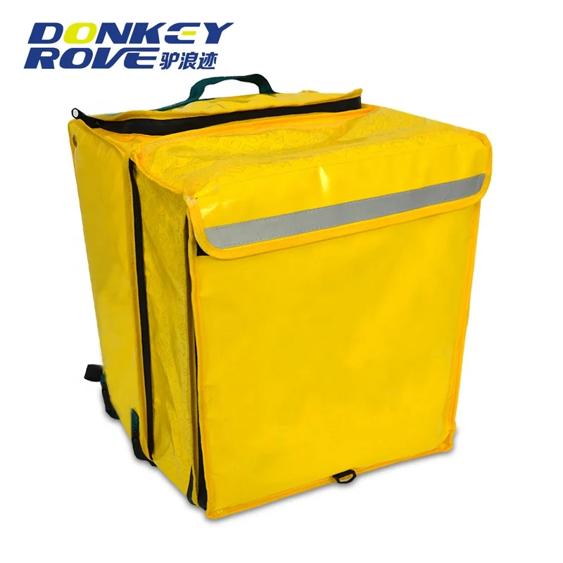 840D PVC waterproof folded insulated food delivery backpack by bicycle