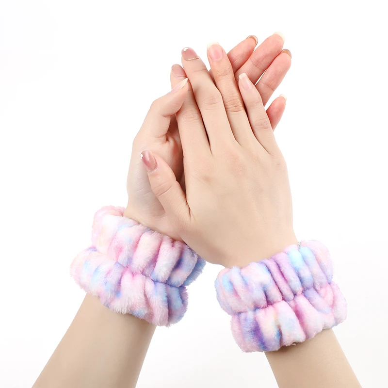 Sweet Washing Face Headbands Coral Fleece Wrist Band Spa Hair Band For Women