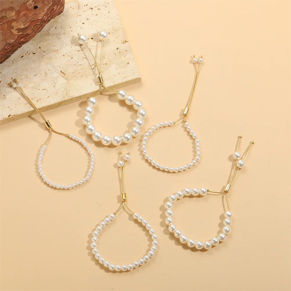 2024 Personalizada Manufacturer Wholesale Ins Fashion Adjustable Charm ABS Pearl Bead Bracelet For Women Daily Wear Jewelry