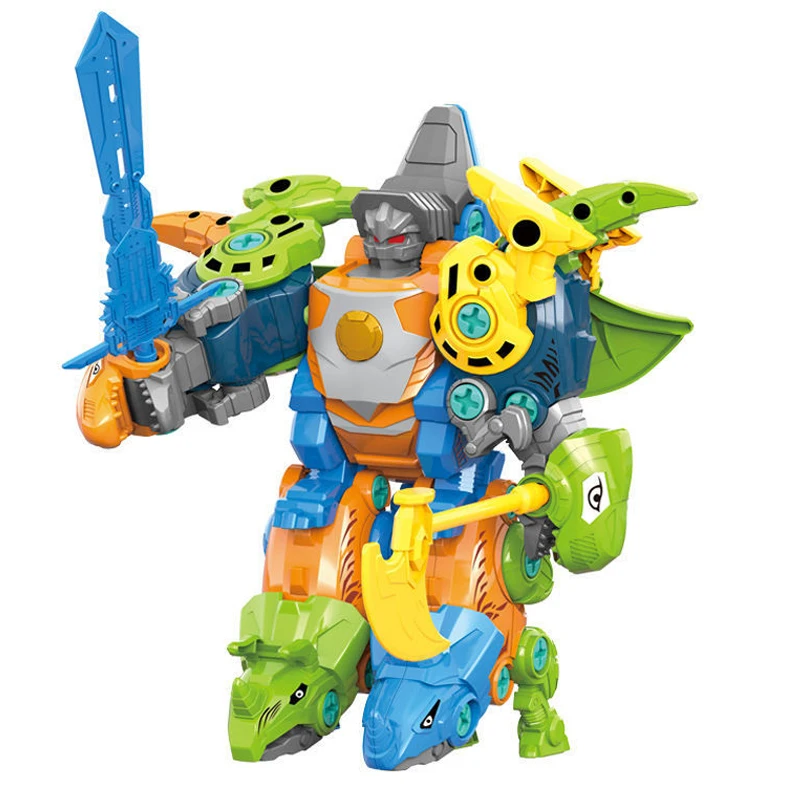 5 In 1 Multiple Play DIY Assembly Deformable Model Take Apart Early Education Screw Blocks Set Robot Dinosaur Toy For Kids